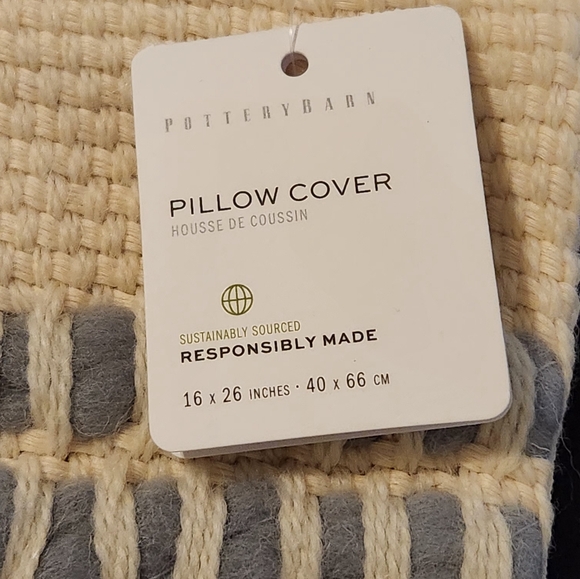 NWT Pottery Barn Reed Striped Lumbar Pillow and Insert - Picture 4 of 7